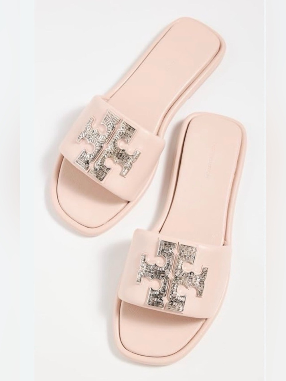 Tory Burch Shell Rose Pink Double T Crystal Deco Sport Slide Sandals - Picture 14 of 14